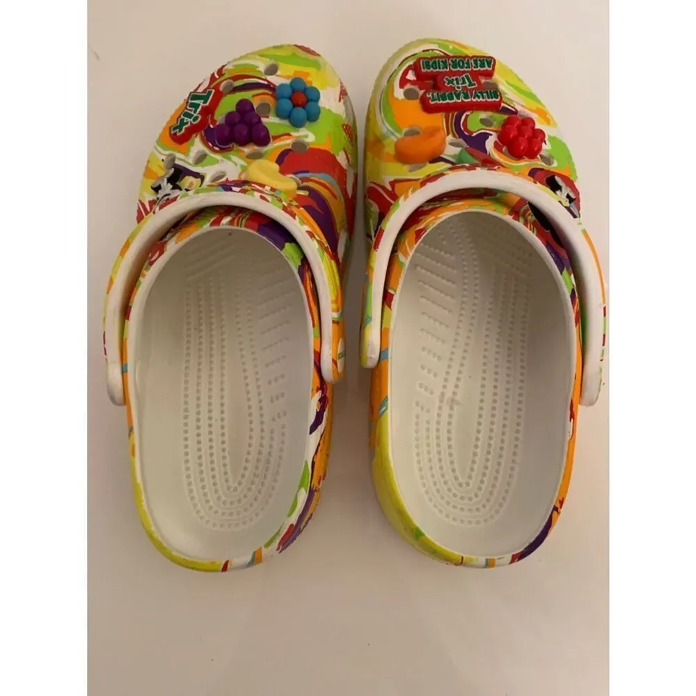Crocs Colorful Trix Rubbit Slip On Clog Sandals Shoes with Fun Charms Size J 5/7